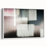 Framed abstract wall art featuring colorful strokes and lines on a white background, showcasing a modern design perfect for contemporary home decor.