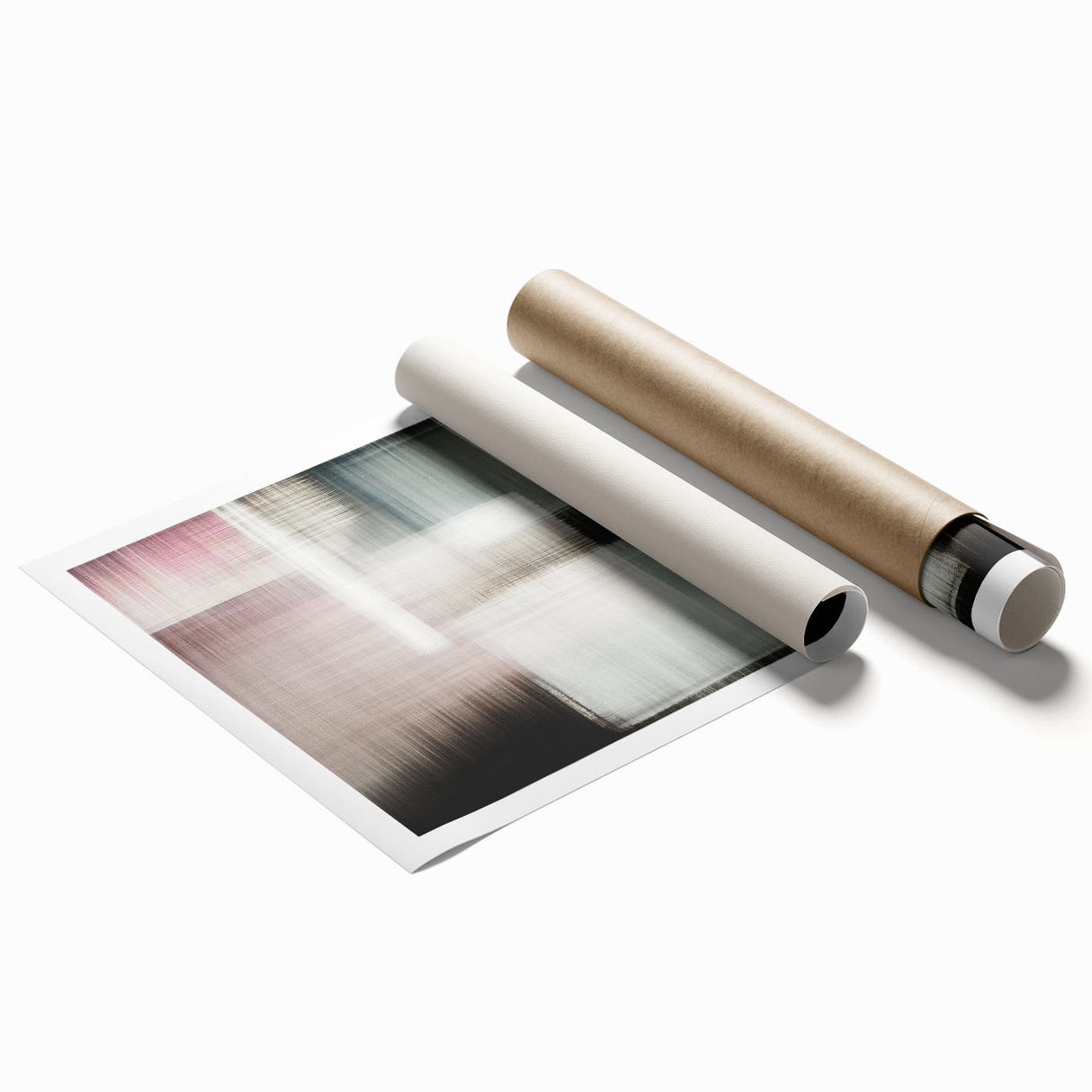 Abstract strokes and lines in vibrant colors create a modern wall art design, perfect for contemporary decor. This rolled print is ideal for easy framing and display.