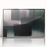 Framed acrylic wall art piece showcasing an abstract design of colorful strokes and lines, featuring a silver frame, perfect for modern home decor.