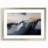 Abstract wall art design showcasing vibrant strokes and lines in a silver frame with a mat, perfect for modern home decor. Ideal for adding a contemporary touch to any room.