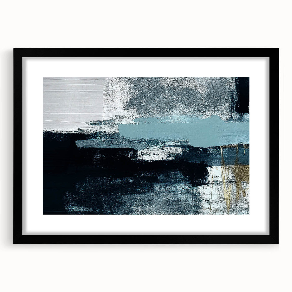 Abstract wall art featuring a collection of colorful strokes and lines, framed with a sleek black mat, perfect for modern home decor. Ideal for adding a vibrant touch to any living space.