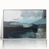 Framed wall art featuring an abstract design of colorful strokes and lines, showcased in a sleek white frame, perfect for modern decor. Ideal for enhancing any living space with a touch of artistic flair.