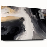 Abstract wall art featuring dynamic strokes and lines in vibrant colors, displayed in acrylic glass, showcasing a modern design ideal for contemporary decor.