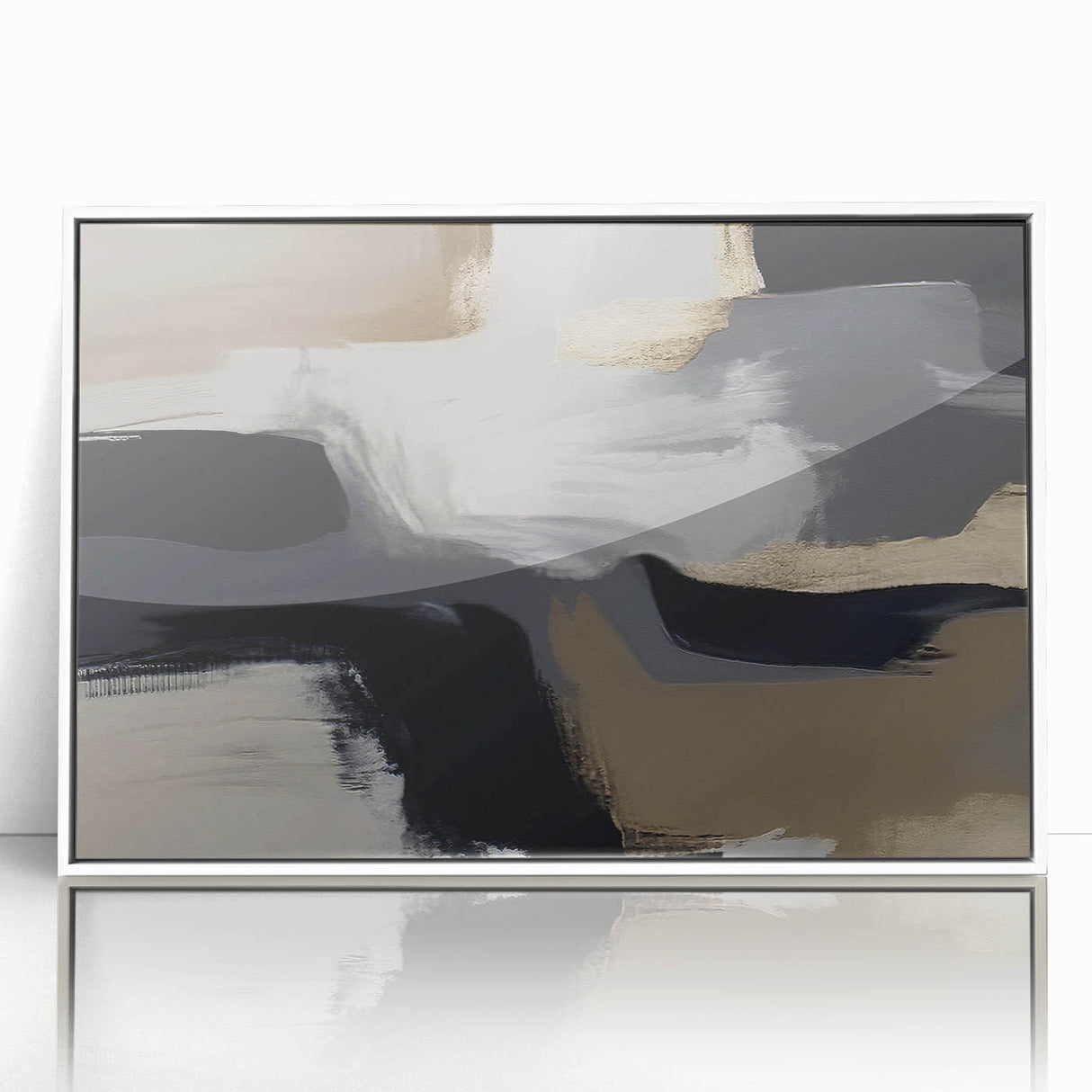 Framed acrylic wall art featuring an abstract design of colorful strokes and lines in a white frame, ideal for modern home decor and artistic interiors.