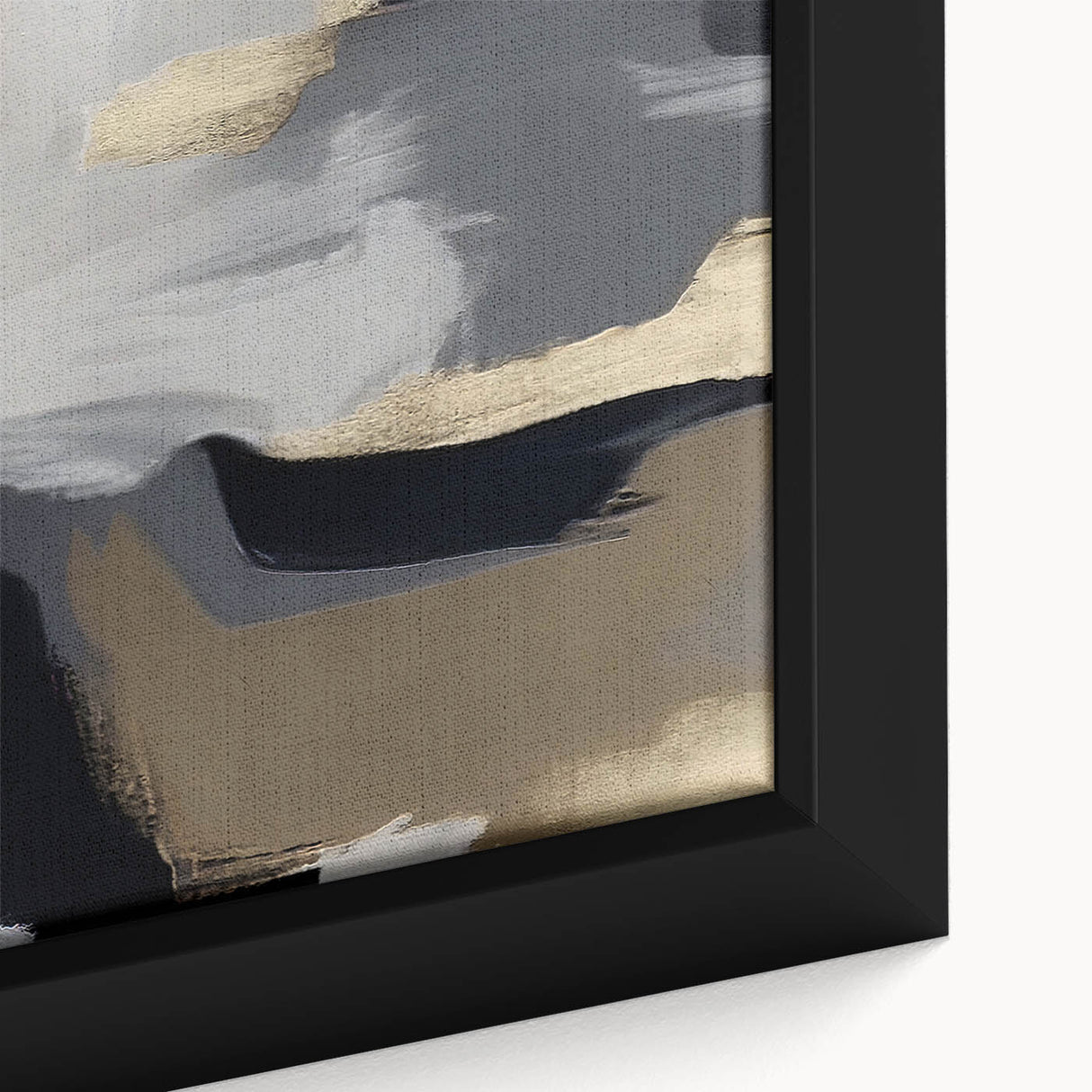 Framed canvas wall art showcasing an abstract design with vibrant strokes and lines in shades of blue, orange, and yellow, ideal for modern interior decor.