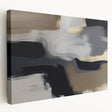 Abstract wall art featuring bold strokes and lines in vibrant colors, displayed in a stretched canvas format, showcasing modern design aesthetics perfect for contemporary decor.