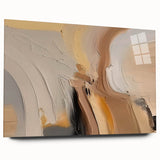 Abstract wall art design featuring vibrant strokes and lines in shades of blue, pink, and gold, presented in an elegant acrylic glass frame, showcasing a modern aesthetic for contemporary decor.