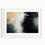 Abstract wall art featuring dynamic strokes and lines in soft colors, framed with a white mat, perfect for modern home decor and enhancing living spaces.