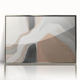 Framed abstract wall art featuring dynamic strokes and lines in shades of silver, ideal for modern decor. Perfect for enhancing living spaces with contemporary elegance.