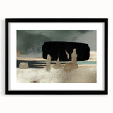 Abstract wall art featuring bold strokes and lines in a modern design, framed with a black mat, ideal for contemporary home decor. Perfect for adding artistic flair to any room.