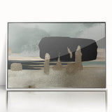 Framed wall art featuring an abstract design of colorful strokes and lines on a white background, showcasing a modern aesthetic ideal for contemporary decor.