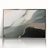 Framed wall art featuring a modern abstract design with silver strokes and lines, ideal for contemporary decor. Perfect for enhancing living spaces or offices.