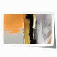 Abstract wall art print featuring vibrant strokes and lines in shades of blue, orange, and yellow, perfect for modern home decor, rolled and ready for framing.