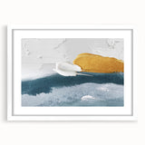 Abstract wall art featuring colorful strokes and lines in a modern design, framed with a white mat, perfect for contemporary home decor and aesthetic enhancement.