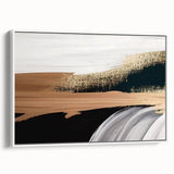 Framed canvas wall art featuring an abstract design of colorful strokes and lines with a white background, ideal for modern decor in living spaces.