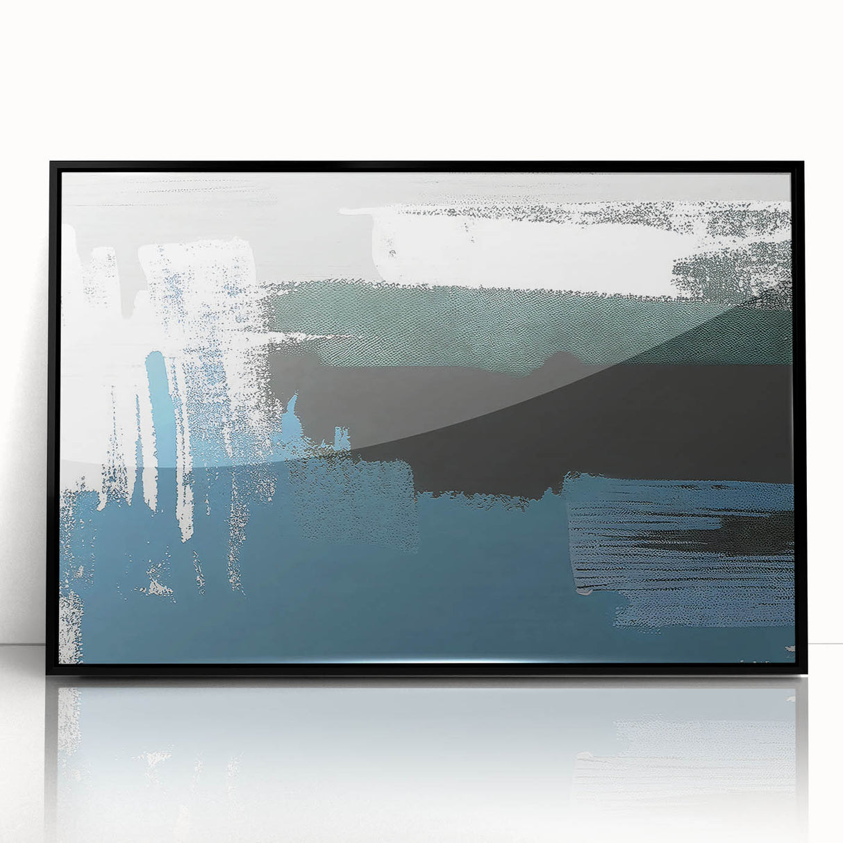 Framed wall art featuring an abstract design of strokes and lines in black and white, showcasing modern artistic expression, ideal for contemporary home decor.