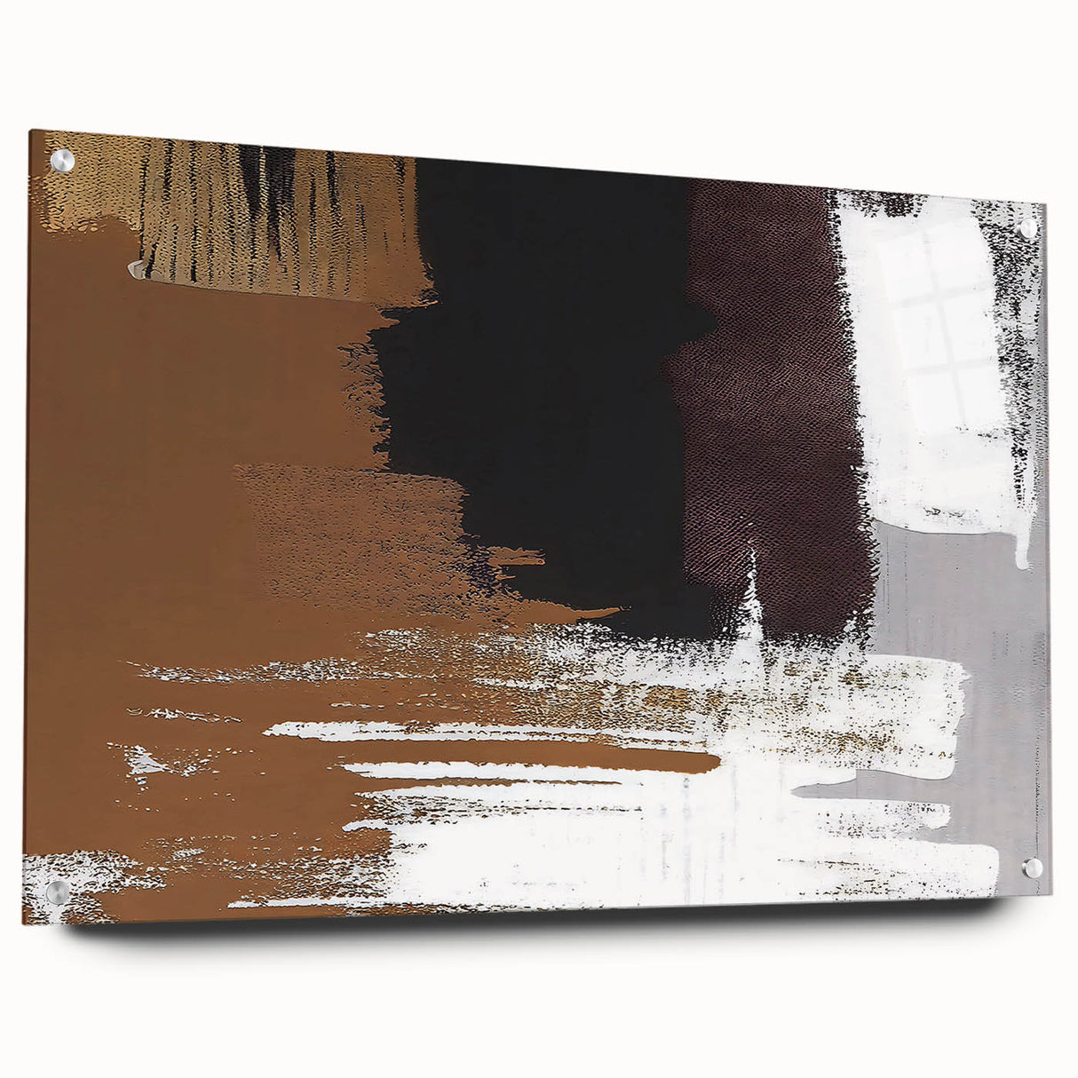 Abstract wall art featuring a vibrant collection of colorful strokes and lines, displayed in a sleek acrylic frame with visible mounting pins, adding a modern touch to any interior decor.