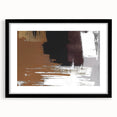Abstract wall art featuring dynamic strokes and lines in monochromatic colors, framed with a sleek black mat, designed to enhance modern interiors. Perfect for adding a contemporary touch to any living space.