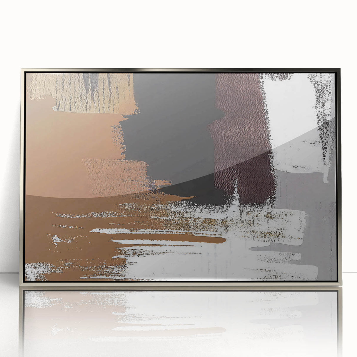 Framed wall art featuring an abstract design of colorful strokes and lines in silver acrylic, perfect for modern decor. Ideal for enhancing contemporary interiors.