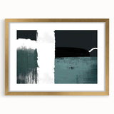 Abstract strokes and lines design wall art in a sleek gold frame with matting, showcasing modern decor elegance for contemporary interiors. Ideal for stylish home or office spaces.