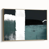 Framed wall art showcasing an abstract design with gold strokes and lines, set against a neutral background, perfect for modern home decor.