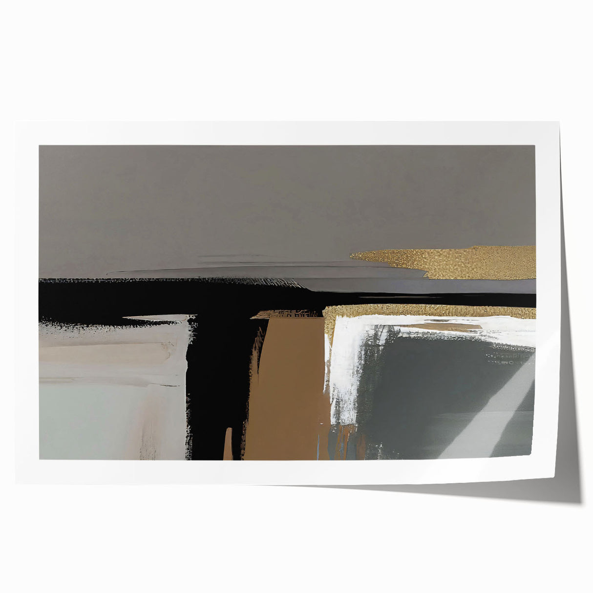 Abstract wall art print showcasing vibrant strokes and lines in shades of blue, yellow, and orange, designed for modern home decor, rolled for easy framing.