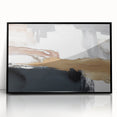 Framed wall art showcasing an abstract design of colorful strokes and lines, featuring a sleek black frame, perfect for modern home decor.