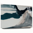Abstract wall art featuring dynamic strokes and lines in vibrant colors, displayed in a sleek acrylic frame with decorative pins, perfect for modern decor.