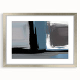Abstract wall art featuring a contemporary design of colorful strokes and lines, framed with a silver mat for an elegant touch, perfect for modern decor.