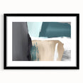 Abstract wall art featuring vibrant strokes and lines in a black frame with a mat, adding a modern touch to any decor. Perfect for contemporary interiors.