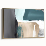 Framed canvas wall art showcasing an abstract design of gold strokes and lines, adding elegance to modern decor with its luxurious aesthetic and chic presentation.