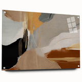 Abstract wall art featuring colorful strokes and lines, displayed in a sleek acrylic frame with mounting pins, perfect for modern home decor.