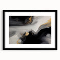 Abstract wall art featuring intricate strokes and lines in a minimalist design, framed with a black mat, ideal for modern home decor or office spaces.