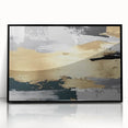 Framed abstract wall art featuring dynamic strokes and lines in black and white, designed to enhance modern interiors with a sleek, contemporary aesthetic.