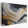 Abstract canvas wall art showcasing vibrant strokes and lines in a contemporary design, featuring a side view of the stretched canvas, ideal for modern decor.