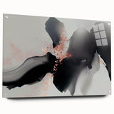 Abstract wall art featuring a colorful strokes and lines design, showcased in a sleek acrylic glass frame with visible mounting pins, ideal for modern home decor.
