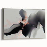 Framed abstract wall art featuring a modern design with vibrant strokes and lines in shades of blue, gold, and silver, showcasing a stylish side view. Ideal for contemporary home decor, this piece adds a touch of elegance to any space.