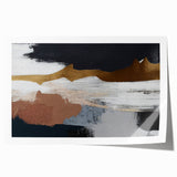 Abstract wall art print featuring vibrant strokes and lines in hues of blue, orange, and yellow, perfect for modern decor. Ideal for living room or office spaces.