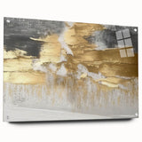 Abstract wall art featuring colorful strokes and lines in a modern design, displayed in acrylic glass with visible mounting pins, enhancing any contemporary space.