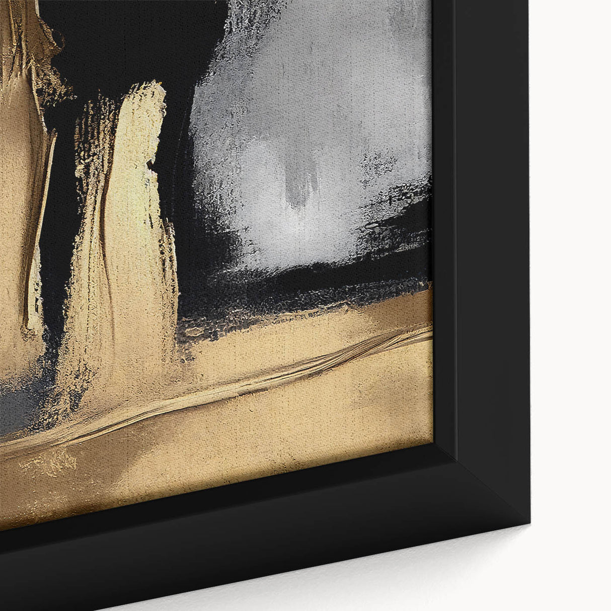 Close-up of a framed canvas wall art design showcasing abstract strokes and lines in vibrant colors, perfect for modern home decor and art enthusiasts.