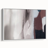 Framed canvas wall art showcasing an abstract design of colorful strokes and lines, featuring a modern aesthetic with a white frame, ideal for contemporary home decor.