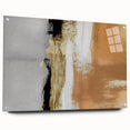 Abstract wall art featuring vibrant strokes and lines in a modern design, displayed in an acrylic glass frame with visible mounting pins, ideal for contemporary decor.