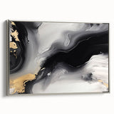 Framed canvas wall art showcasing an abstract design of colorful strokes and lines, with a sleek silver frame, perfect for modern decor. The piece adds a vibrant touch to any living space.