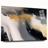 Abstract wall art featuring vibrant strokes and lines in a modern design, showcased in acrylic glass with a sleek side view, perfect for contemporary decor.