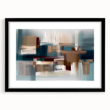 Abstract strokes and lines design in a sleek black frame with mat, showcasing modern wall art perfect for contemporary decor. Ideal for adding sophistication to any room.