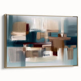 Framed canvas wall art showcasing an abstract design with gold strokes and lines, presenting a modern aesthetic perfect for contemporary decor.