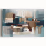 Abstract wall art design showcasing vibrant strokes and lines in a harmonious blend of colors, perfect for modern home decor and artistic spaces. The stretched canvas emphasizes dynamic movement and creativity, making it an eye-catching focal point for any room.