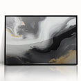 Framed abstract wall art showcasing dynamic strokes and lines in vibrant hues of blue, orange, and black, perfect for modern home decor accents.