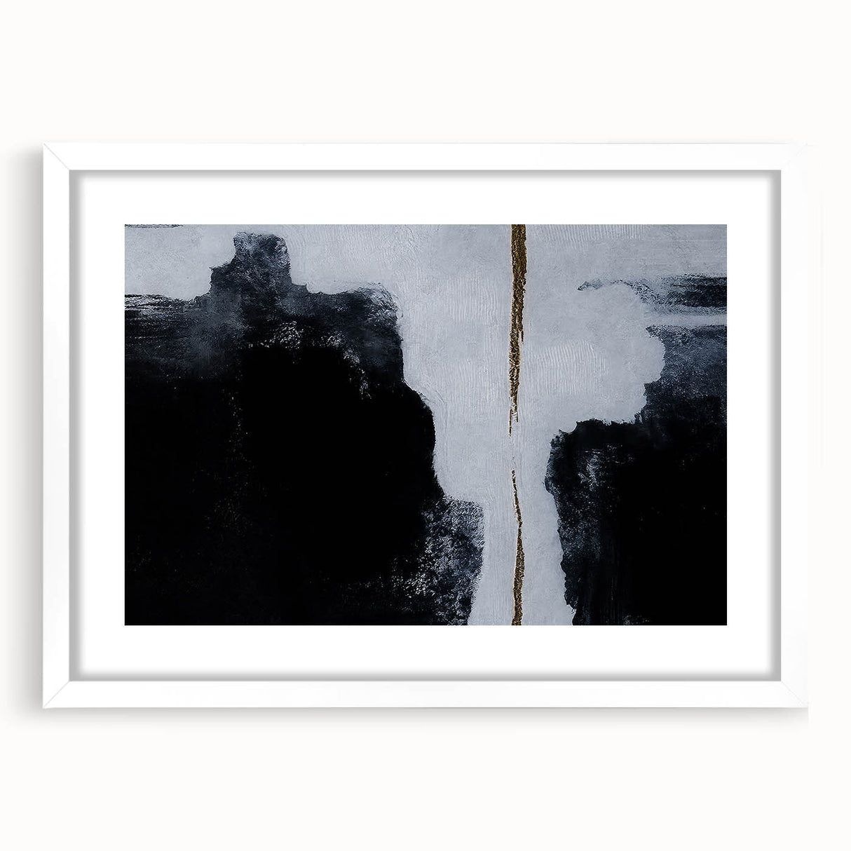 Abstract wall art featuring intricate strokes and lines in a minimalist design, framed with a white mat, showcasing modern aesthetics suitable for contemporary interiors.