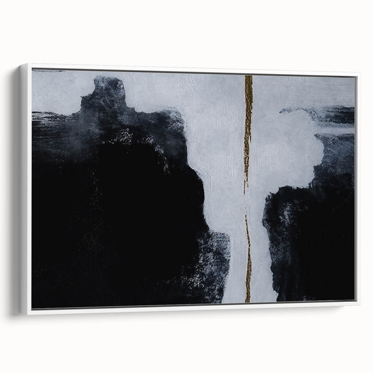 Framed canvas wall art showcasing an abstract strokes and lines design in soft pastel colors. The piece features a white frame and is displayed from a side view, emphasizing its elegant aesthetic suitable for modern home decor.